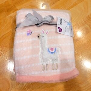 Parent's Choice Pink Plush Llama Baby Blanket New 30x40